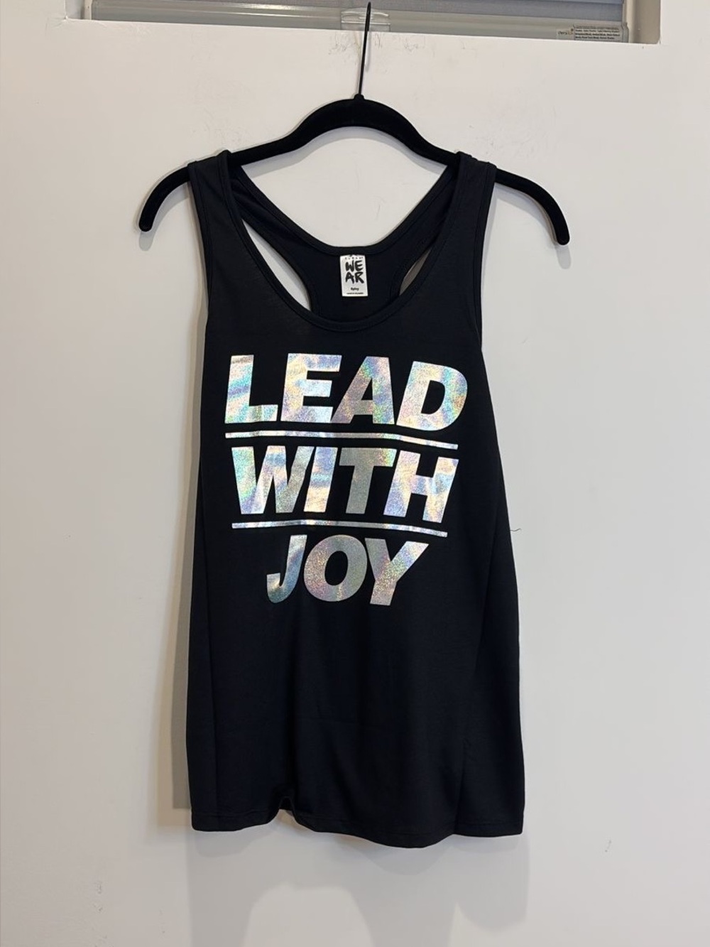 Zumba Lead With Joy Tank Top Bold Black Holographic Graphic Size Small